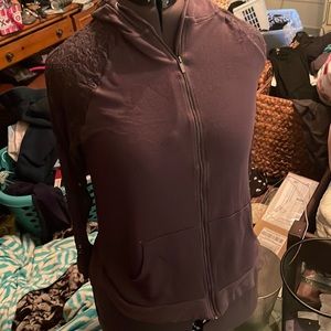 Torrid lace sleeve gray zip up hoodie